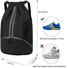 Sac à dos de sport polyvalent avec poches latérales en filet, sac à dos à cordon pour femmes et hommes (nylon imperméable, grande capacité)