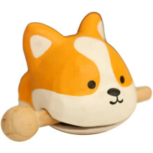 Knock on the Dog's Head, Desktop Decoration, Wooden Temple Block, Wooden Zen Drum Instrument, Buddhist Meditation Accessory Orange 8*6cm