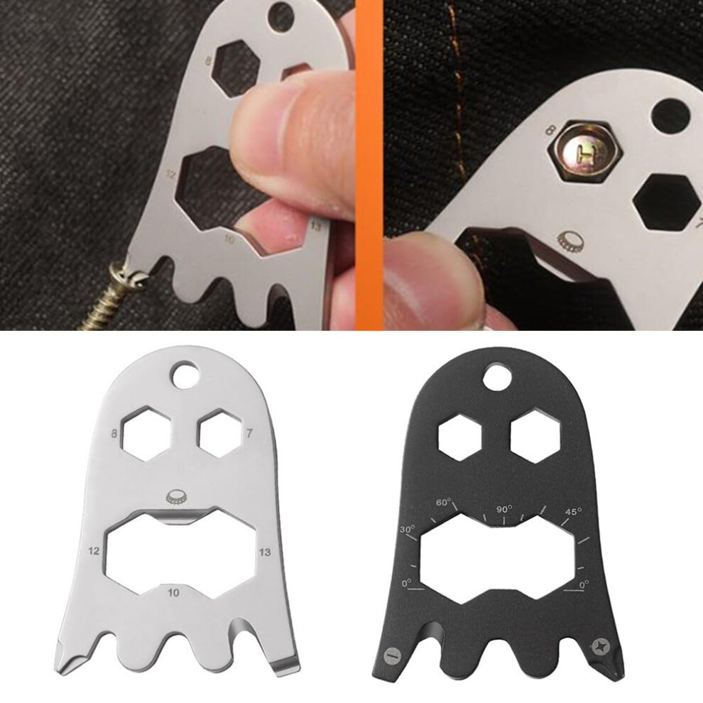 Stainless Steel Portable Outdoor Multitool With Hex Wrench, Slotted Phillips Screwdrivers, Safety Belt Cutter, Black 9339159744024