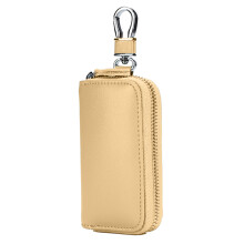 Bolsa porta-chaves em couro genuíno, estojo para chaves de grande capacidade com 6 ganchos de metal e 2 compartimentos para cartões, porta-cartões