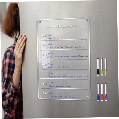 1Set Magnetic Planning Board for Refrigerator, Writable Whiteboard with Markers 2
