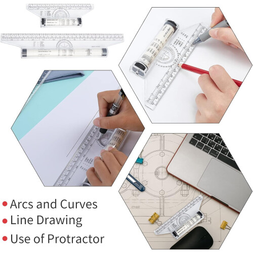 3 Pieces 30 cm  15 cm Parallel Rolling Ruler, Plastic Rolling Ruler for Measuring Drawing, School  Office 2