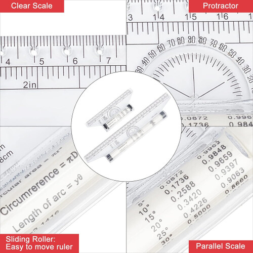 3 Pieces 30 cm  15 cm Parallel Rolling Ruler, Plastic Rolling Ruler for Measuring Drawing, School  Office 1