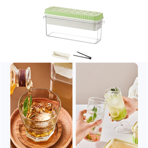 Flexible Silicone Square Shape Ice Cubes Mold-Green 4 grids 1