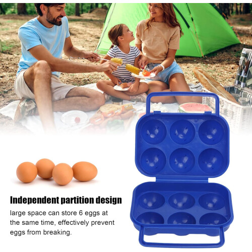 6 Grid Egg Box Plastic Egg Storage Carrier Case, Outdoor Indoor Egg Organizer Blue 2