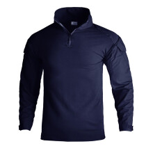 Men's Combat Shirts 1/4 Zip Tactical Long Sleeve Military Style Airsoft With Pockets Breathable Blue XXL