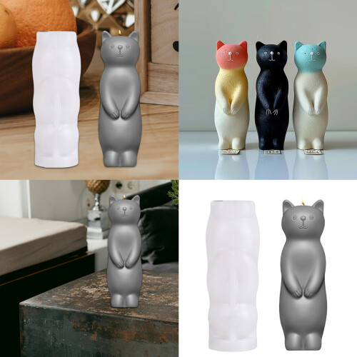 Staande katten beeldje siliconen kaars mallen epoxyhars 1