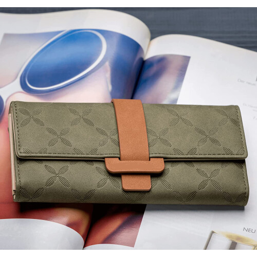 Πορτοφόλι Clutch για γυναίκες, Πορτοφόλι Clutch με RFID Blocking, τσέπη με φερμουάρ και θήκες 1