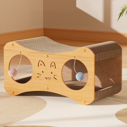 Living And Home Versatile Cat Scratching House with Interactive Toy Balls 1