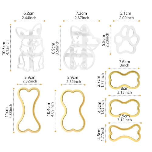 Set van 8 hondenkoekjesvormen Set hondenkoekjesstempel 1