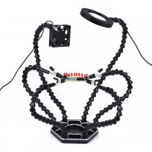 Third Hand Soldering PCB Holder Tool With Six Flexible Arms USB DC Cooling Fans Model B