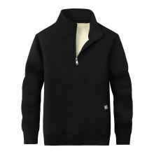 Men's 1/4 Zip Fleece Pullover Long Sleeve, Breathable, StandUp Collar, Hiking, Running, Ski, Black, Size M