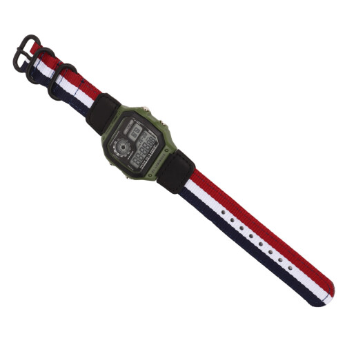 Digitale Sportuhr, Canvas-Armband, leuchtend, 2