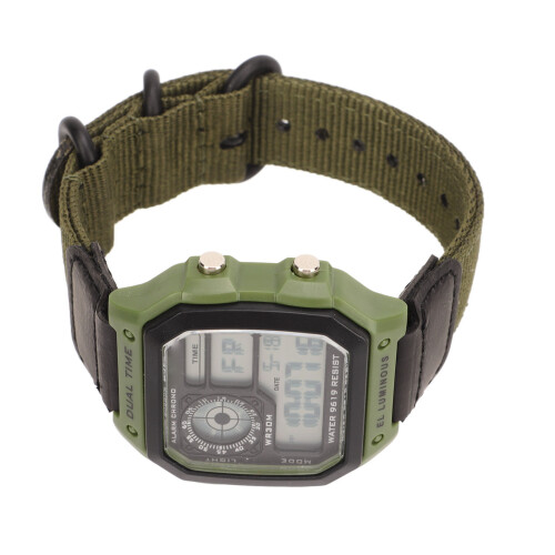 Digitale Sportuhr mit Canvas-Armband, leuchtend, 1