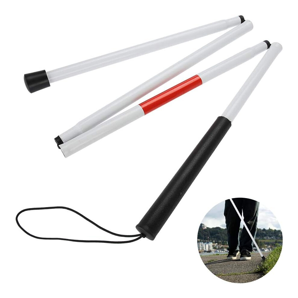 Red Reflective Walking Cane For Visually Impai, Aluminum Alloy Frame With Reinforced Nylon Tip, Foldable For Easy Carrying