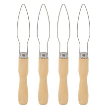 Button Hook One Hand Buttoning Aid With Wooden Handle Stainless Steel Wire Semi Flexible Arthritis 4 Pack