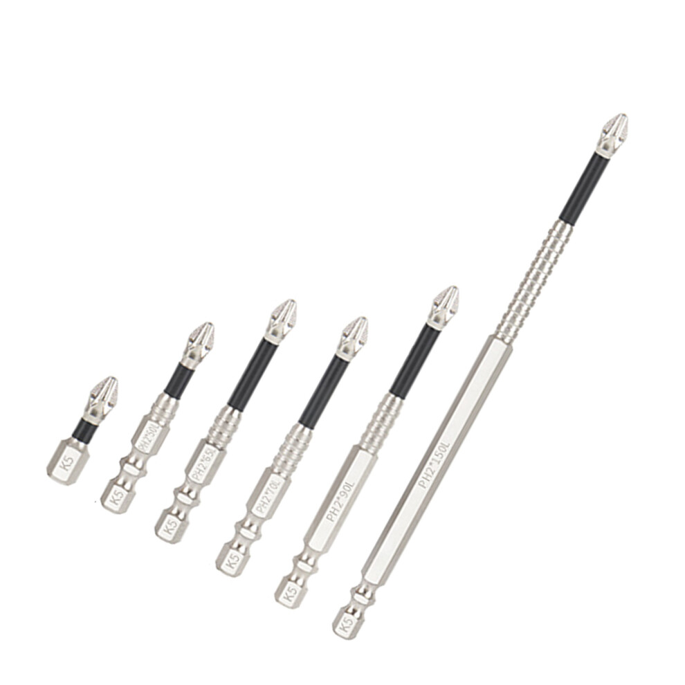Pack Of 6 Magnetic Crossing Tip Screwdriver Bits Not Slip 7754000913855