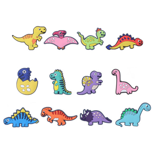 12 Stück Slipper-Charme, PVC, Dinosaurier-Cartoon,