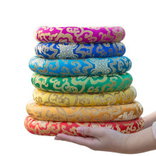 Silk Brocade Singing Bowl Cushion Set  7 Pack Round Ring Pillow (612 Inch)
