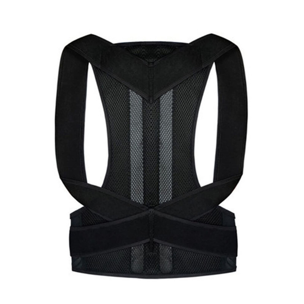 Orange/Black Posture Corrector Unisex Adjustable Magnetic Back Support Nylon Elastic Shoulder Brace Corset Belt 3XLarge