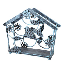 Porta-guardanapos com design clássico de pássaro e flor em metal, dispensador de lenços de papel vintage com braço giratório seguro, folhas em