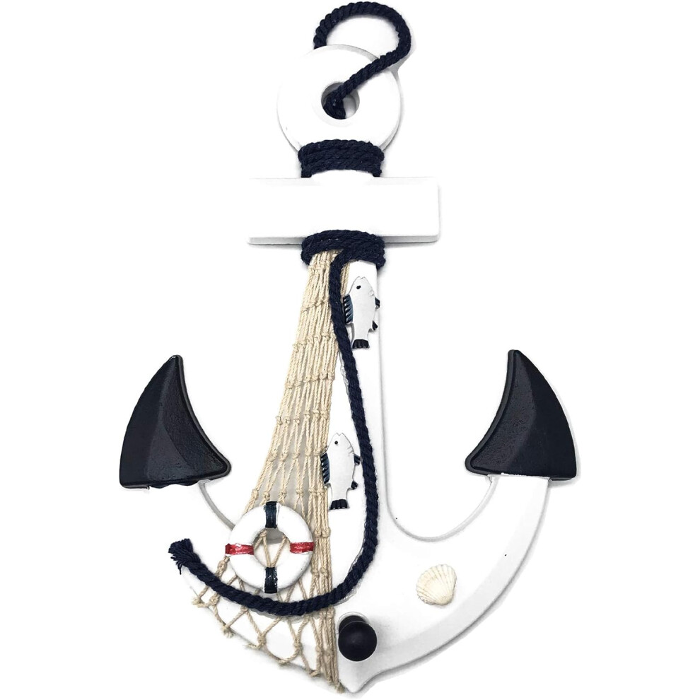 Nautical Wall Decor For Coastal Decors, Decorative Anchor With Rustic Finish Wooden Anchor Ideal Gift For Living Room Decor With Mediterranean Vibes 9454554851679