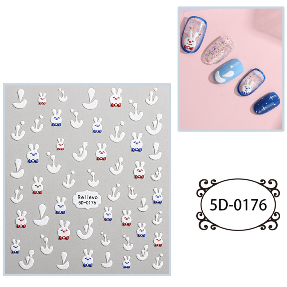 Stereoscopic Adhesive Nail Art Stickers Decals Engraved-5D176