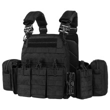 Tactical Outdoor Vest Quick Release Adjustable Hunting Vest With Molle System Pouches For Training And Hiking Black