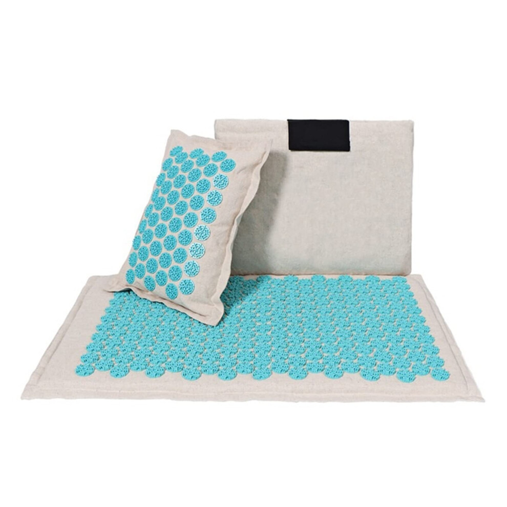 Blue Massage Cushion Acupressure Mat Set For Back Pain Neck Relief Acupuncture Mat Yoga Massager