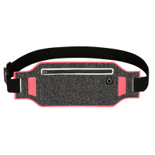 Hardloopriem/heuptas, hoogwaardige spandex-lycra stof met een schokvrije pasvorm, zweet- en waterbestendig, uitbreidbaar vak voor diverse laptopmaten.