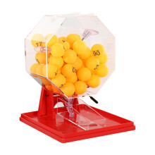 Lotto Ball Machine, Play Cage and Balls Handcrank Lotto Game Number Picker Toy Bingo Machine, Lottery Machine for Entertainment, Red Yellow Balls