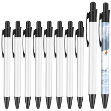 10 Pieces Sublimation Pen Blank with Shrink Wrap Heat Transfer Pen Coated Aluminum Tube Body Sublimation Pen Pen for DIY Office School