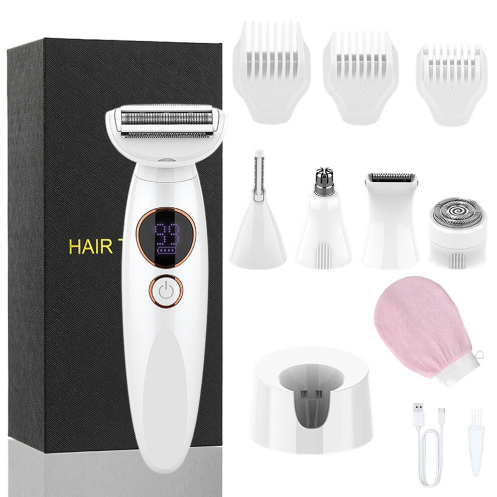 White Pelvora 5In1 Women's Intimate Shaver Body Trimmer, Usb, Ipx7 (White)