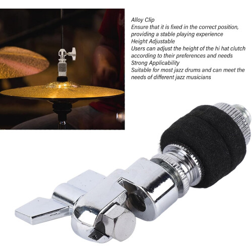 Hi Hat Coupling, Secure Fixation Alloy Clip Jazz Drum Coupling Heights, Adjustable Percussion Instruments Accessories for Musicians 1