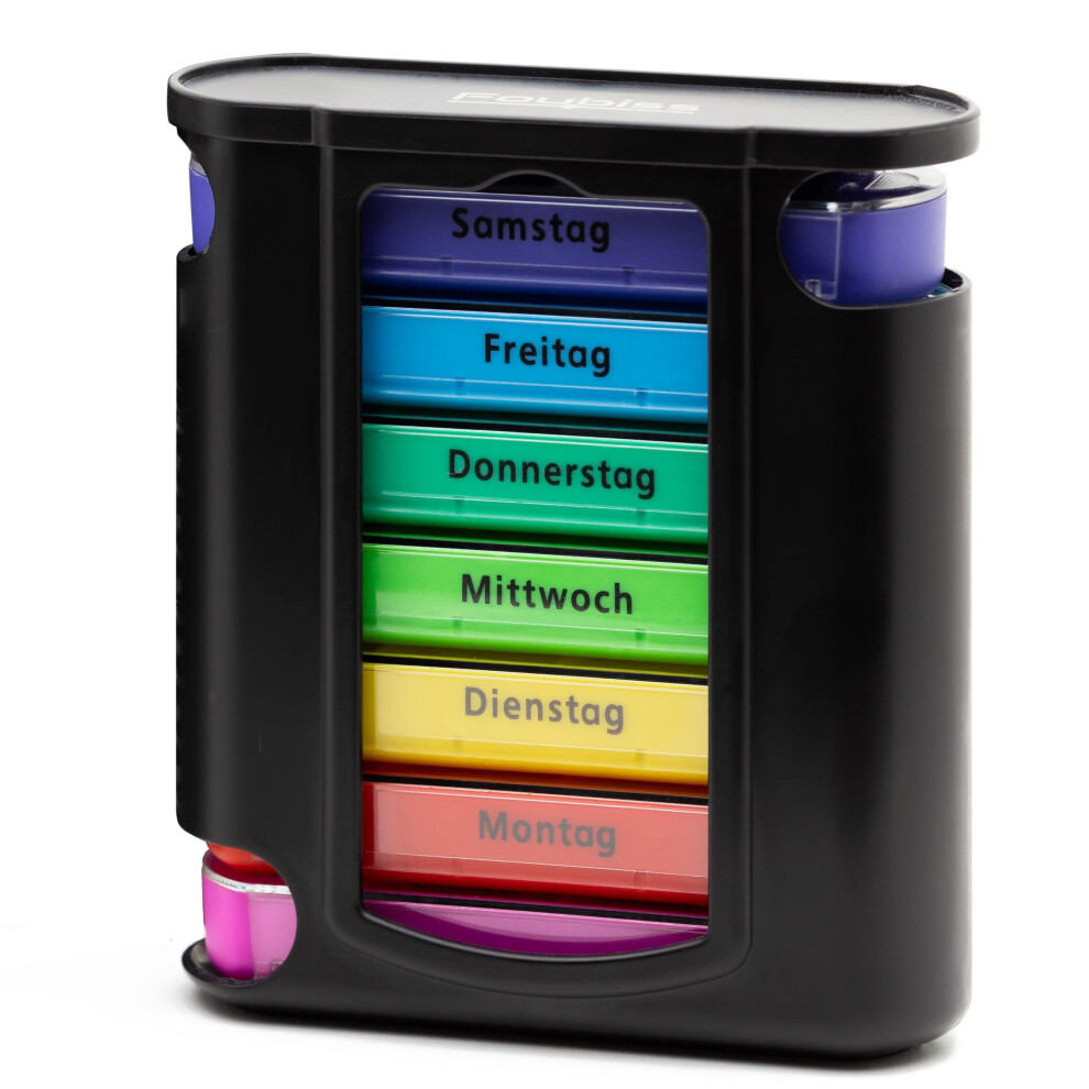 Pill Box  BPA   7 Days 4 Compartments  Senior Friendly  Black/Polka Dots