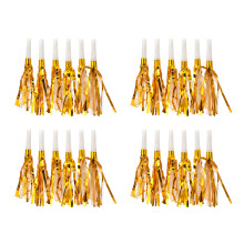 Partyzubehör für festliche Stimmung: Goldene Glitzer-Tröten mit Metallfransen, ein echter Hingucker in tragbarer Größe – sicher und ungiftig.