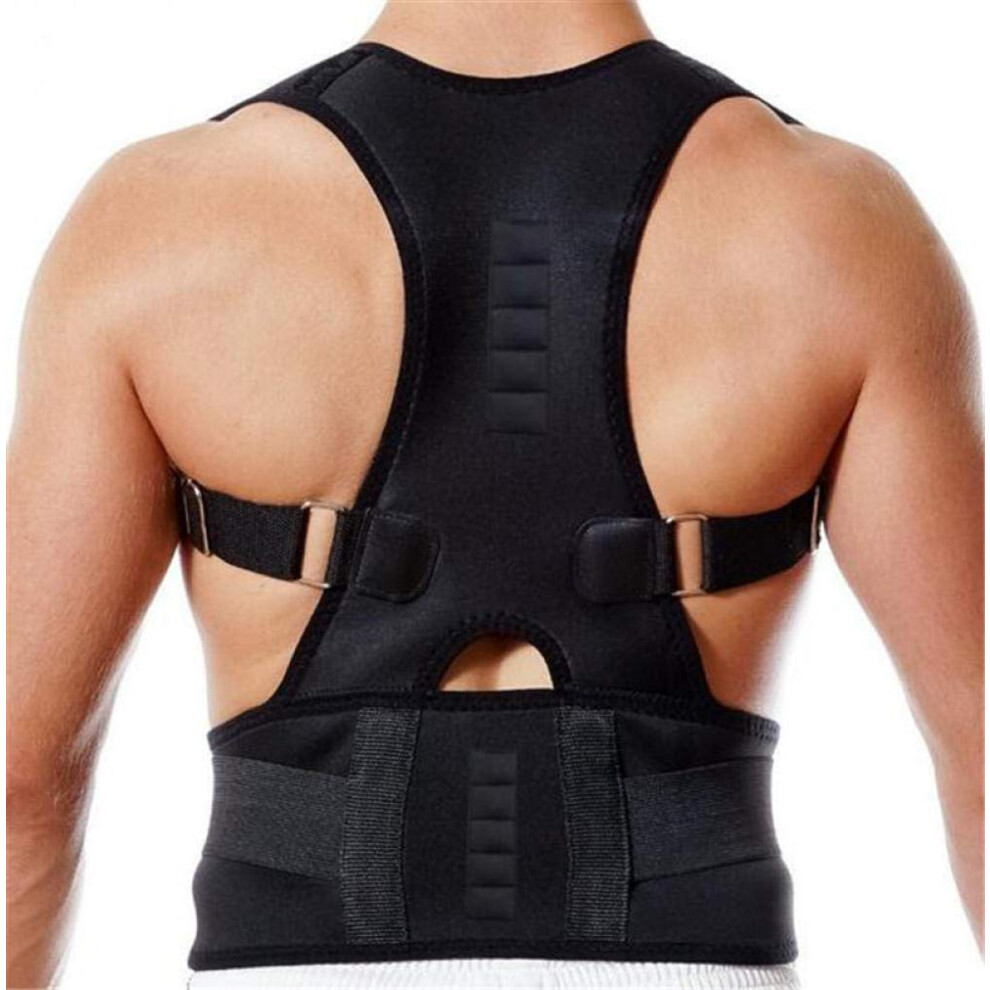 Black Neoprene Posture Corrector Back Support Belt For Men, Corset Style Shoulder And Spine Brace, Plus Size,