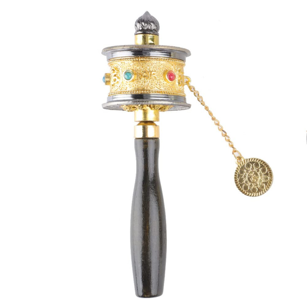 Gold Tibetan Prayer Wheel, Alloy Buddhist Prayer Wheel, Mantra, Hand Crank, Buddhist Prayer Wheel, Hand Prayer Wheel For Prayer, Blessing, Relaxing (Gold)