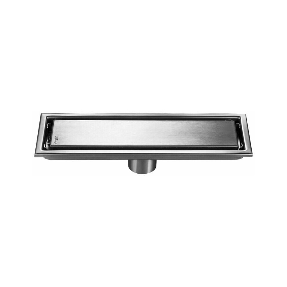 Removable Hidden Cover Linear Shower Drain, Shallow V Profile Stainless Steel Floor Drain With Tile Insert Grille, Brushed 304 Stainless Steel Linear 9466005041638