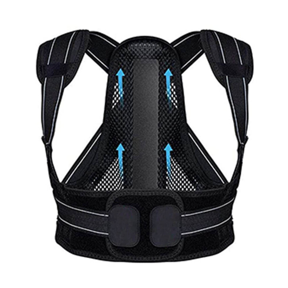 Black Back Straightener Posture Corrector Adjustable Back Brace Hunchback Posture Pain Relief Shoulder Neck Upper Back M