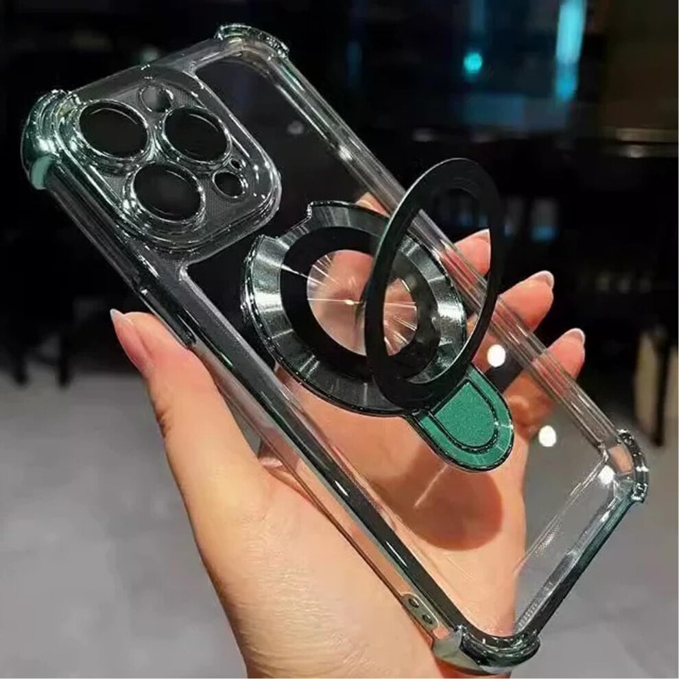 Iphone 17 Series Case Four Corners Air Cushion Anti Fall With Invisible Ring Stand Mil Grade Protection Green 9001264378776