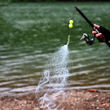 Jaula de cebo con resorte para pesca en agua dulce, red de pesca nocturna con cuentas luminosas, jaula multicapa galvanizada y conector resistente a