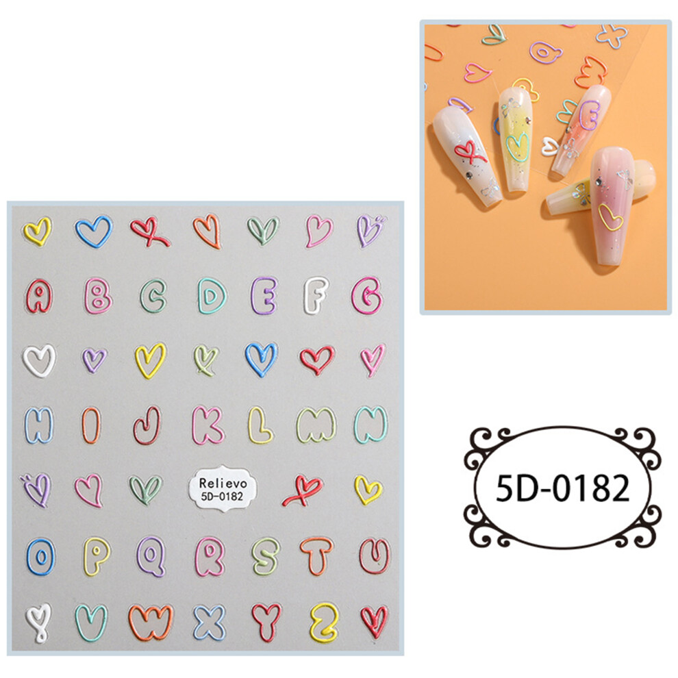 1 Sheet 5D Nail Art Stickers Embossed Self-Adhesive Nail-5D182