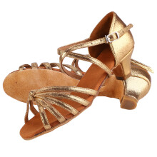 Chaussures de danse pour femmes, à bout ouvert, style salsa, semelle en daim, talon élégant pour les performances latines et le tango, brides