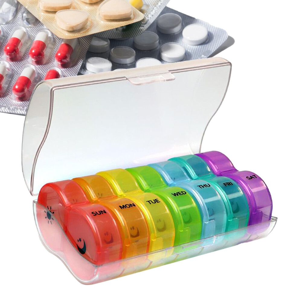 Pill Organizer Portable Travel Pill Box Colorful Clear Pill Container For Medication Purse Pocket Seniors Reminder