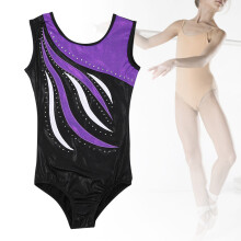 Body per ginnastica per ragazze, tessuto leggero e traspirante con design ergonomico, canotta senza maniche con pantaloncini in materiale scintillante