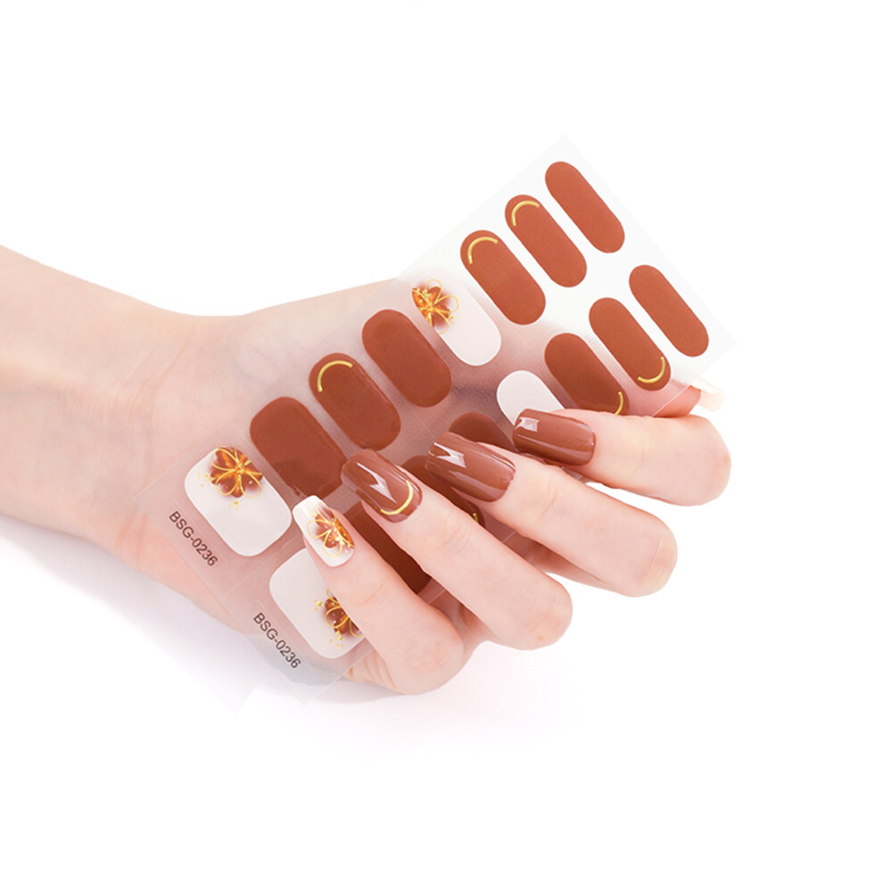 16Pcs Nail Wraps Polish Strips Self Adhesive Nail Polish-BSG236