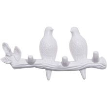 Ramo d'albero unico con colombe bianche pendenti, ganci decorativi da parete per il bagno, design creativo con materiali di alta qualità