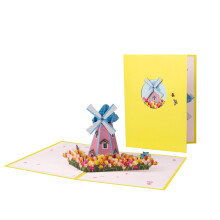 Artistieke 3D opvouwbare kaart met kleurrijke bloemen,