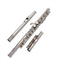 Student Flute SilverPlated 16 Closed Holes, CTone Flute, Transverse Musical Instrument with Storage Bag, Fabric